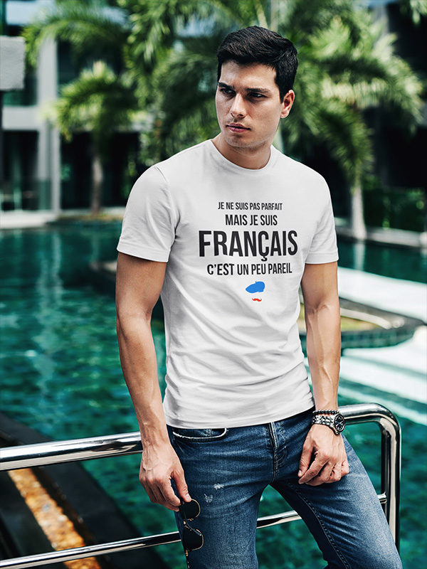 Tee-shirt Je ne suis pas parfait mais je suis Français - T-shirt blanc homme