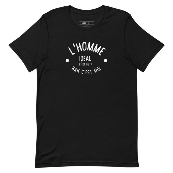Cadeau d'Anniversaire T-shirt noir "L’homme idéal c’est qui ? Bah c’est moi"