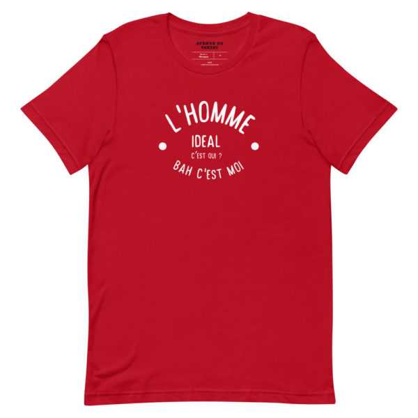 Cadeau d'Anniversaire T-shirt rouge "L’homme idéal c’est qui ? Bah c’est moi"