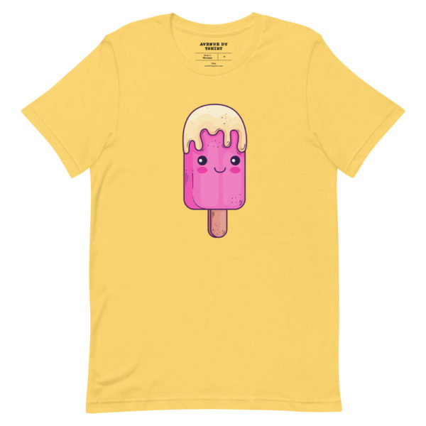 Idée cadeau T-shirt pour femme ou homme - T-Shirt jaune et rose Pink Ice Cream Stick